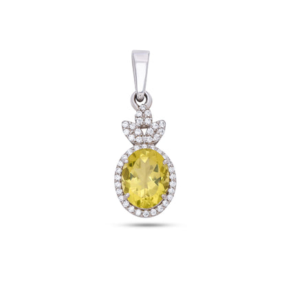 925 Sterling Silver Green Amethyst Pendant with CZ Accents – Pineapple Design Jewelry for Women