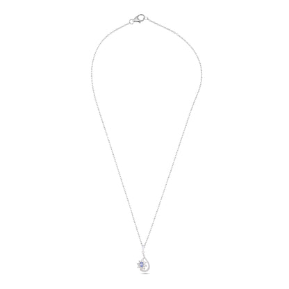 Luxe Violet Tanzanite Floral Teardrop Pendant with White Cubic Zirconia Accents