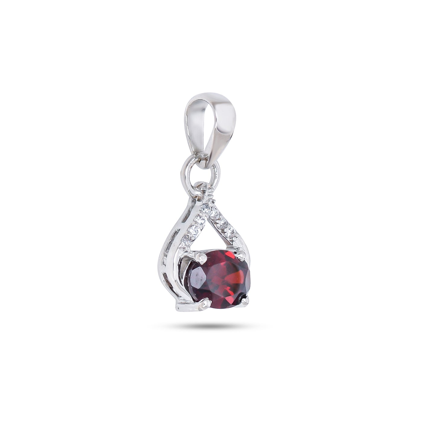 Vine Curve Peridot/Amethyst/Garnet Gemstone Silver Pendant