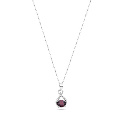 Vine Curve Peridot/Amethyst/Garnet Gemstone Silver Pendant