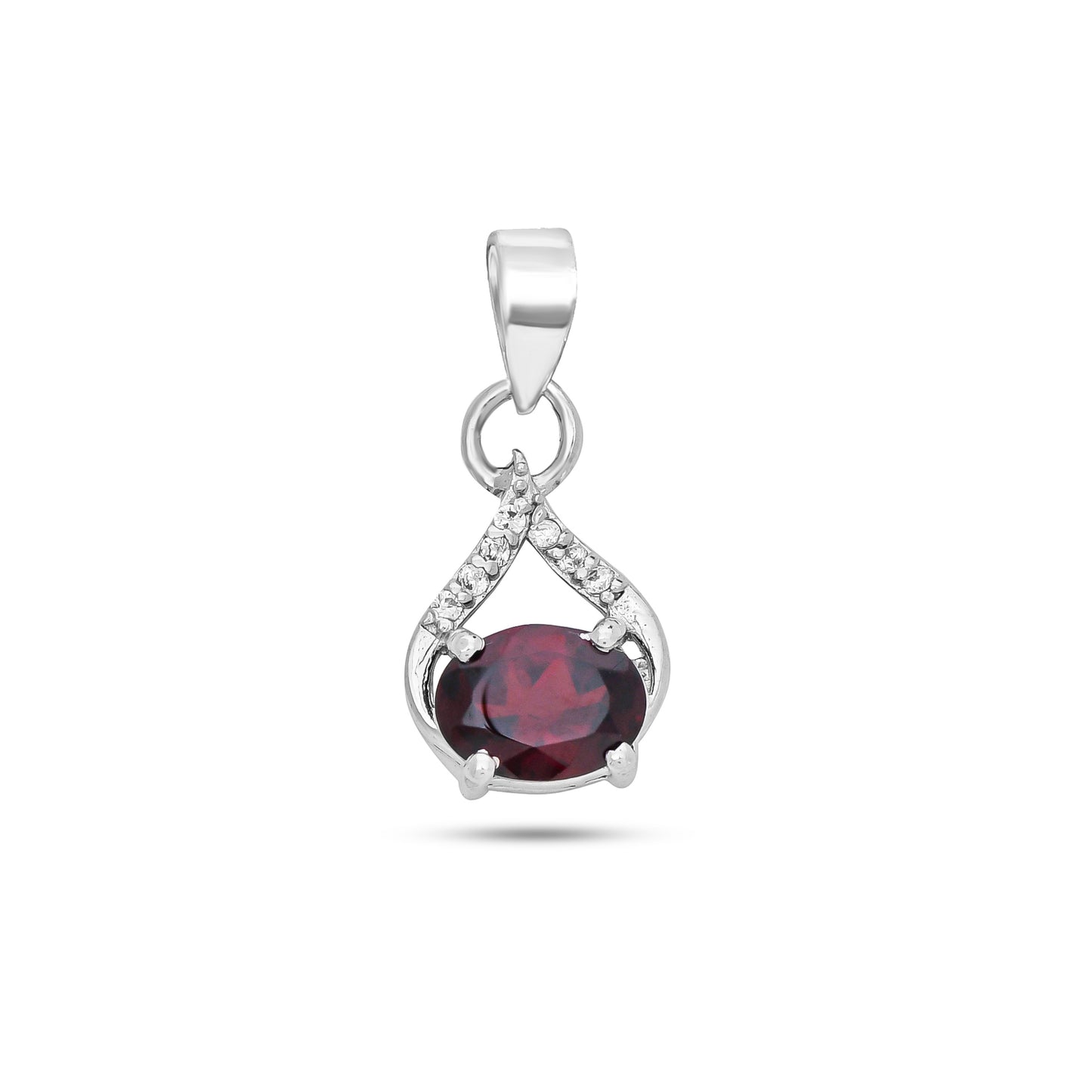 Vine Curve Peridot/Amethyst/Garnet Gemstone Silver Pendant