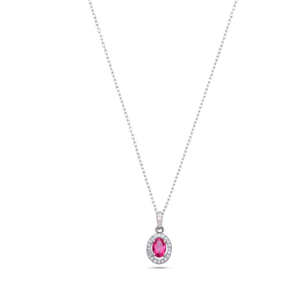 Glamour Glow: Pink Topaz Gemstone Pendant with White Cubic Zirconia Accents