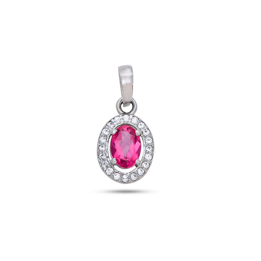 Glamour Glow: Pink Topaz Gemstone Pendant with White Cubic Zirconia Accents