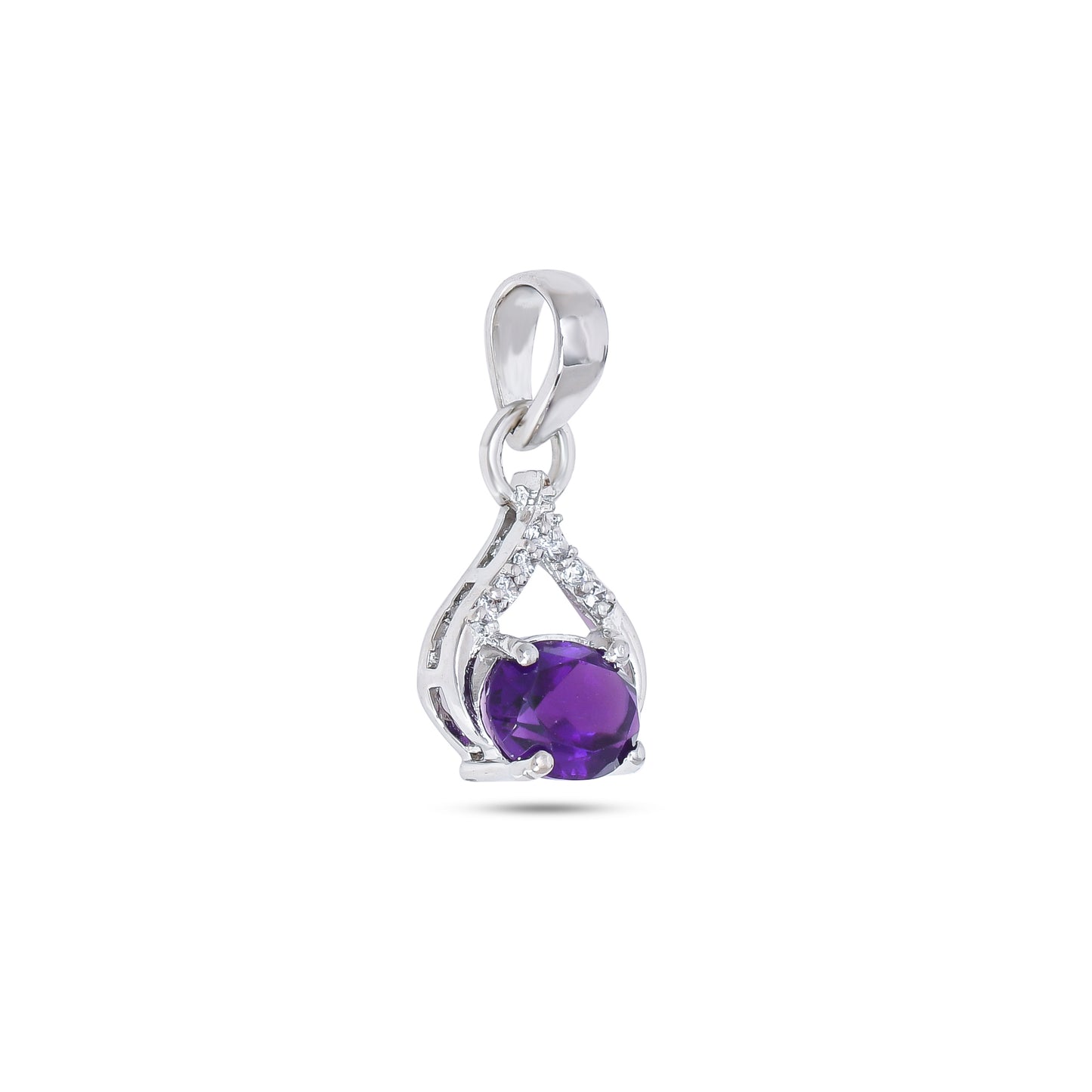 Vine Curve Peridot/Amethyst/Garnet Gemstone Silver Pendant