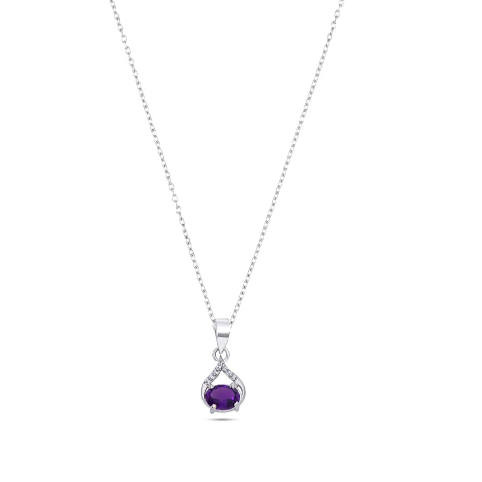 Vine Curve Peridot/Amethyst/Garnet Gemstone Silver Pendant