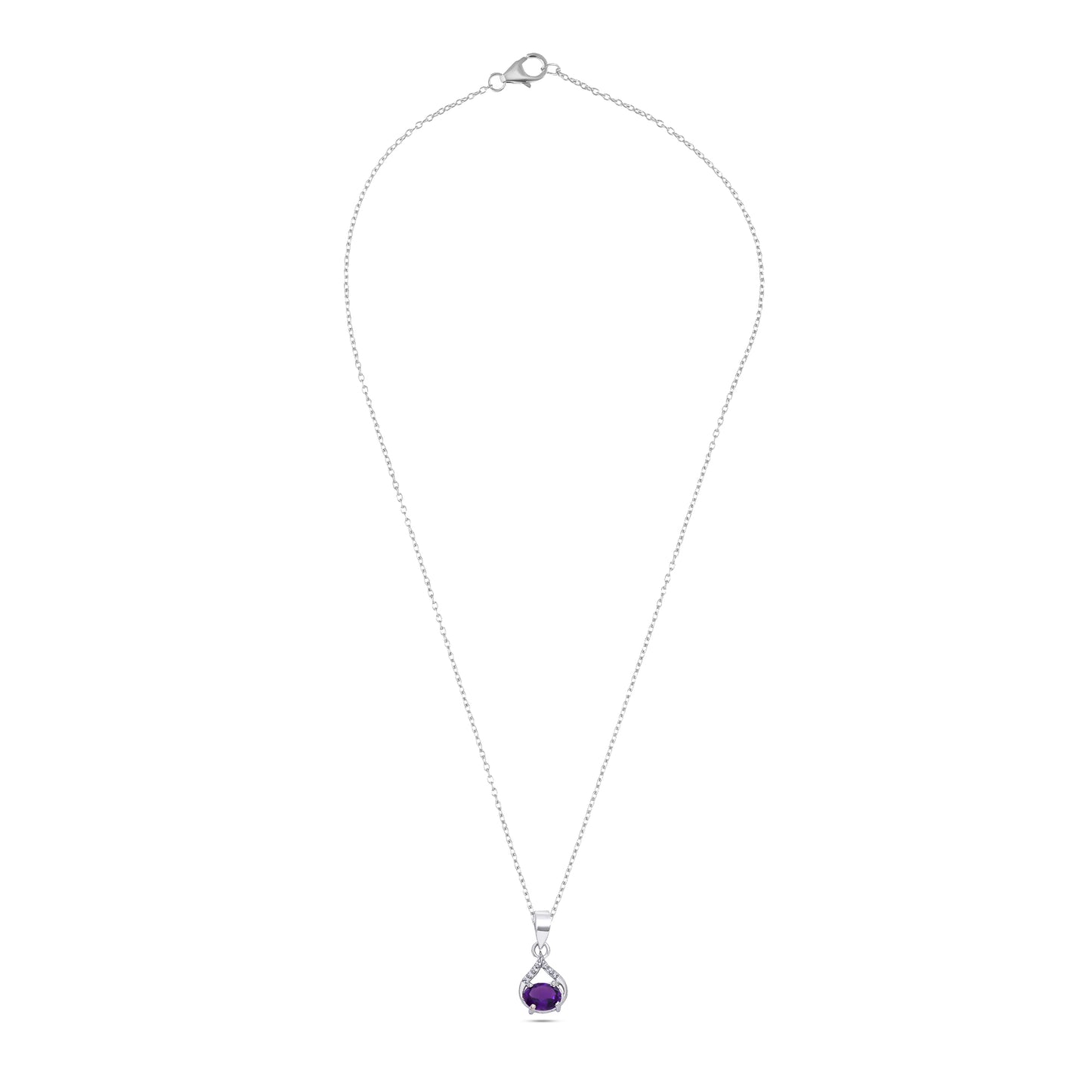 Vine Curve Peridot/Amethyst/Garnet Gemstone Silver Pendant