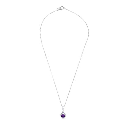 Vine Curve Peridot/Amethyst/Garnet Gemstone Silver Pendant
