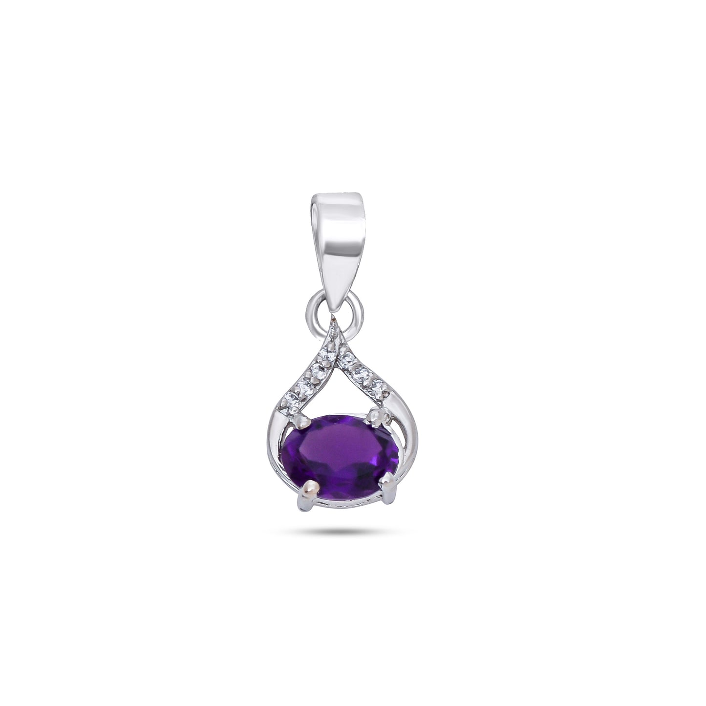 Vine Curve Peridot/Amethyst/Garnet Gemstone Silver Pendant