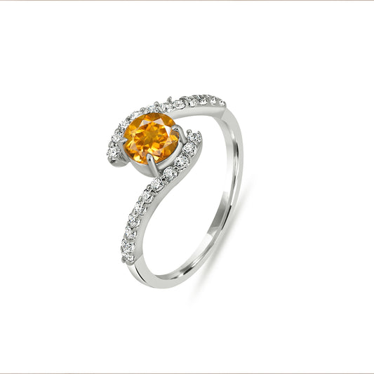 Citrine & Zircon Swirl Ring in Sterling Silver | Yellow Gemstone Ring | Anniversary Gift | Birthday Gift