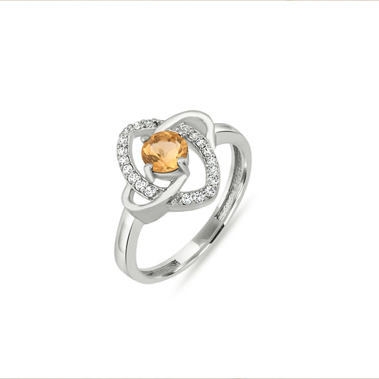 Sterling Silver Yellow Zircon Halo Ring – Elegant Women’s Gemstone Jewelry