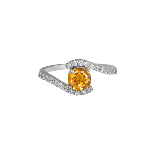 Citrine & Zircon Swirl Ring in Sterling Silver | Yellow Gemstone Ring | Anniversary Gift | Birthday Gift