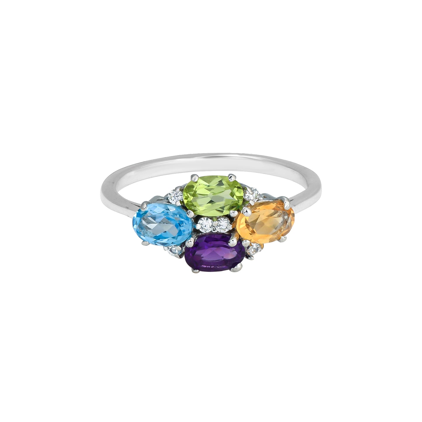 Sterling Silver Multi Birthstone Ring – Custom Mother’s Ring, Personalized Gemstone Jewelry Gift