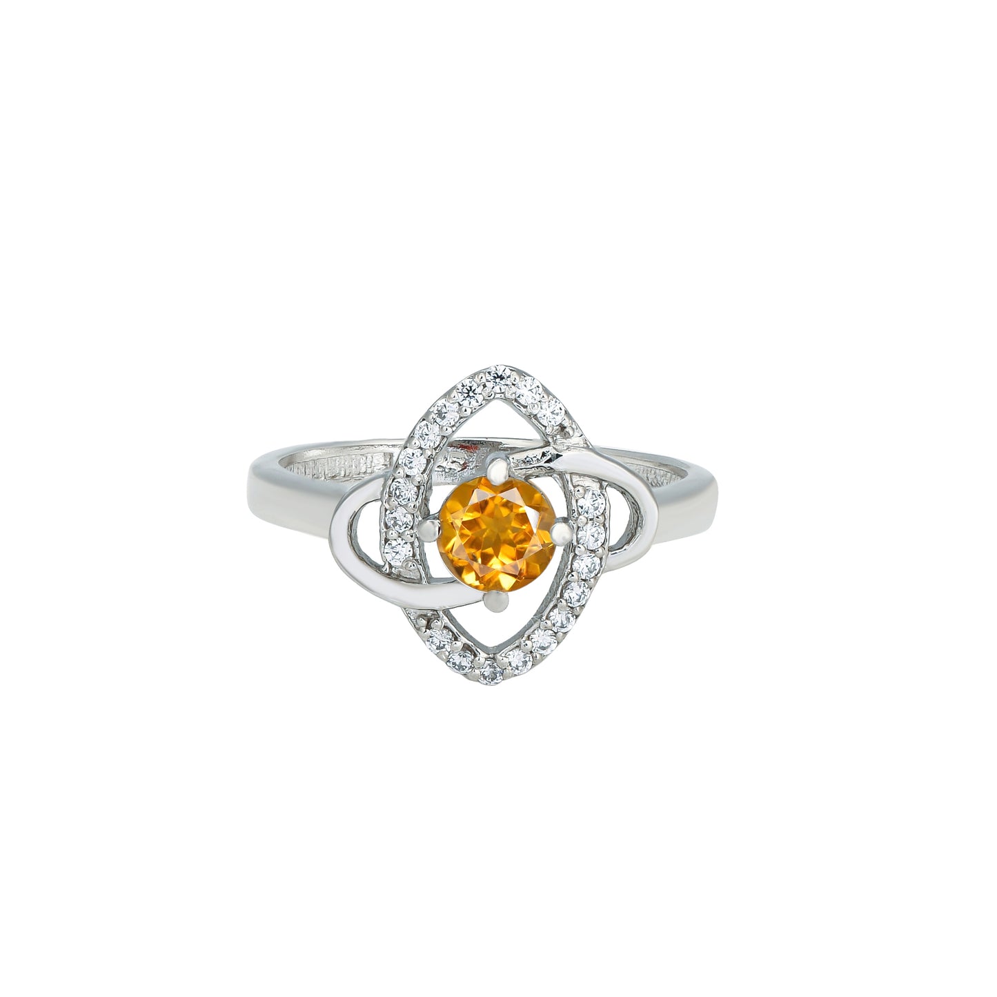 Sterling Silver Yellow Zircon Halo Ring – Elegant Women’s Gemstone Jewelry