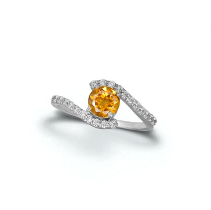 Citrine & Zircon Swirl Ring in Sterling Silver | Yellow Gemstone Ring | Anniversary Gift | Birthday Gift