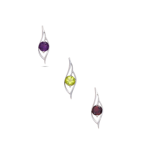 Whisper Flame Silver Pendant - Amethyst / Garnet / Peridot
