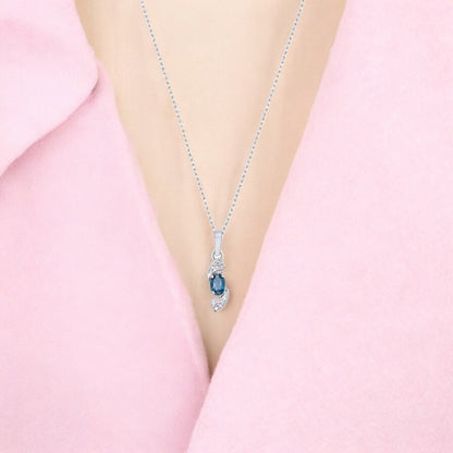 Elegant Tanzanite / Topaz Pendant Necklace in Sterling Silver – Minimalist Birthstone Jewelry for Women
