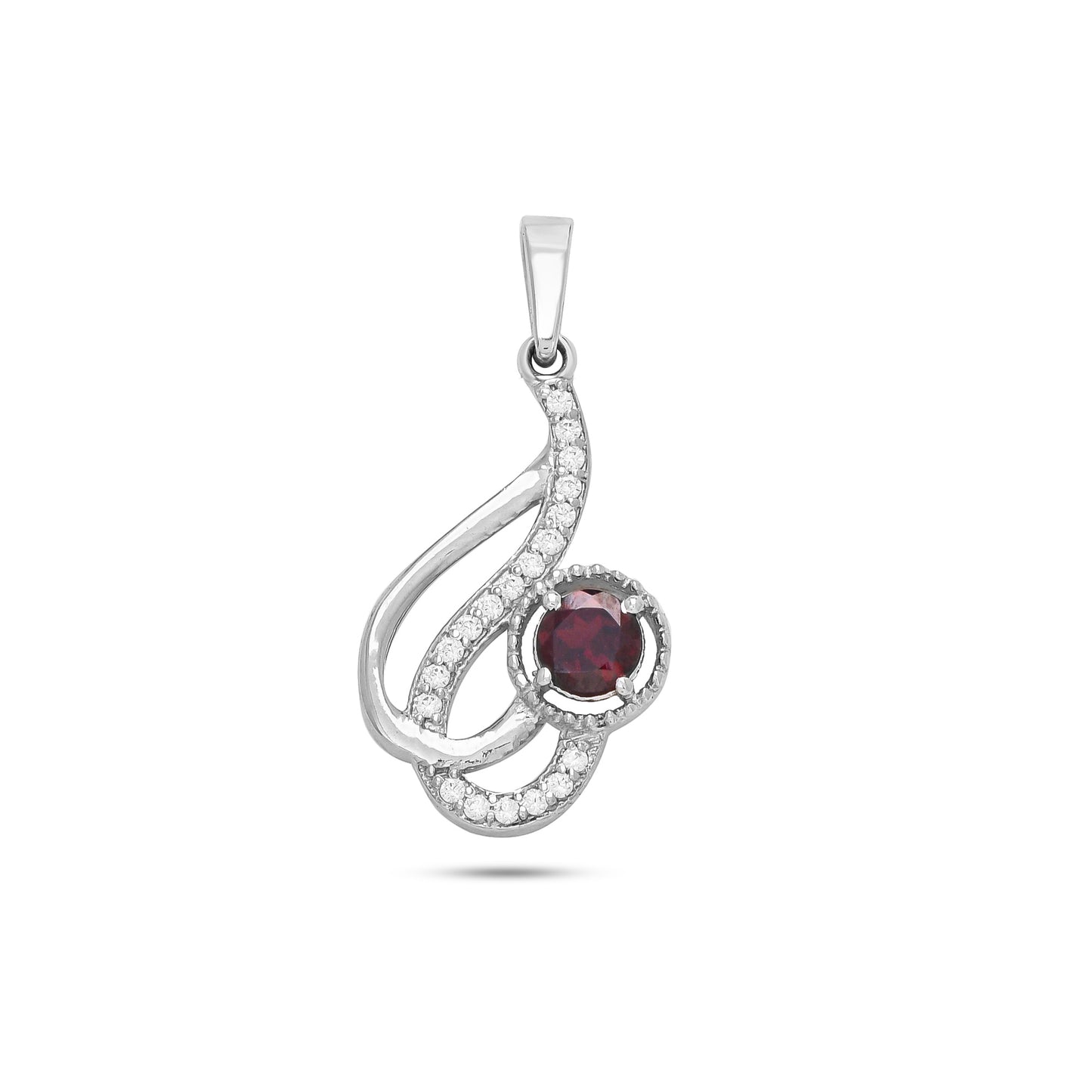 Swirl Harmony Silver Pendant - Garnet / Citrine Gemstones