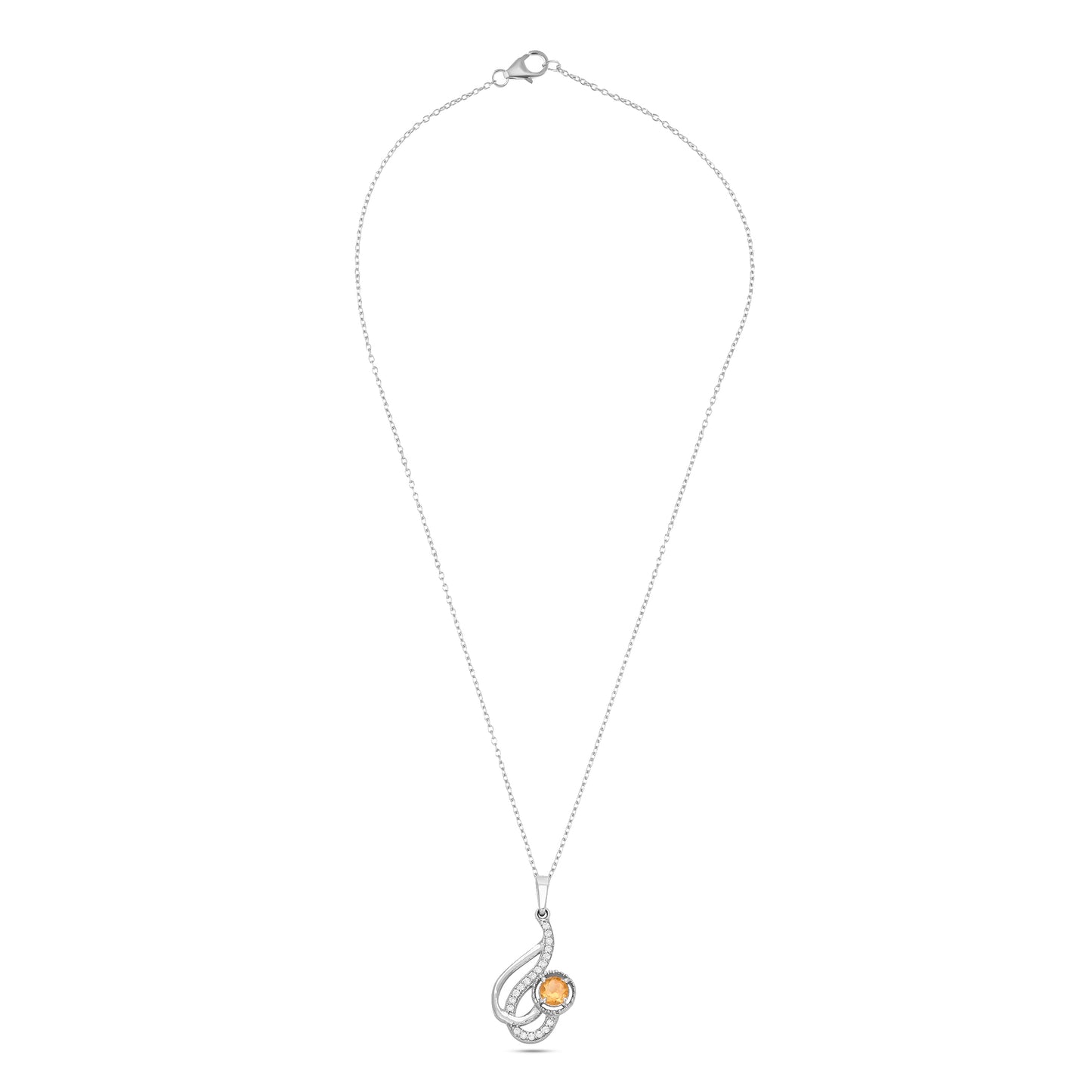 Swirl Harmony Silver Pendant - Garnet / Citrine Gemstones