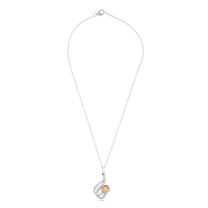 Swirl Harmony Silver Pendant - Garnet / Citrine Gemstones