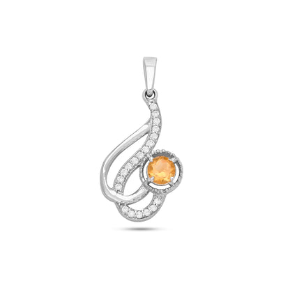Swirl Harmony Silver Pendant - Garnet / Citrine Gemstones