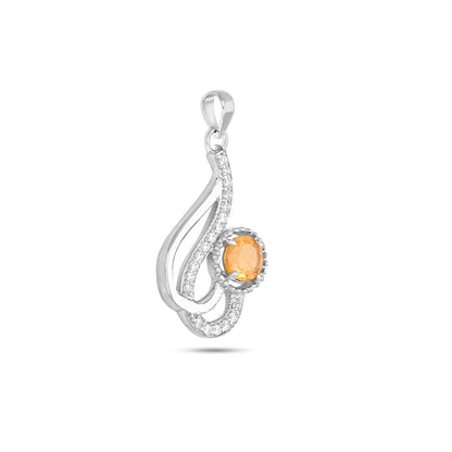 Swirl Harmony Silver Pendant - Garnet / Citrine Gemstones