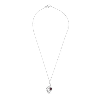 Swirl Harmony Silver Pendant - Garnet / Citrine Gemstones
