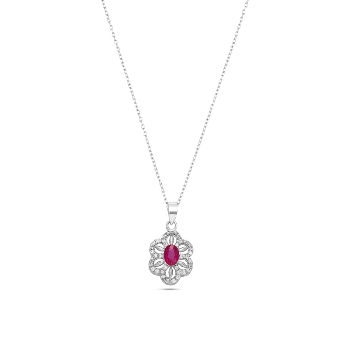 Celestial Flower: Sapphire/ Ruby Kissed in Cubic Zirconia