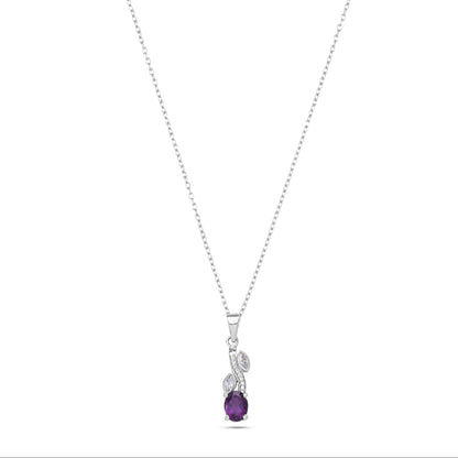 Autumn Glow Leaf Pendant - Citrine / Amethyst