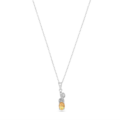 Autumn Glow Leaf Pendant - Citrine / Amethyst