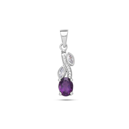 Autumn Glow Leaf Pendant - Citrine / Amethyst