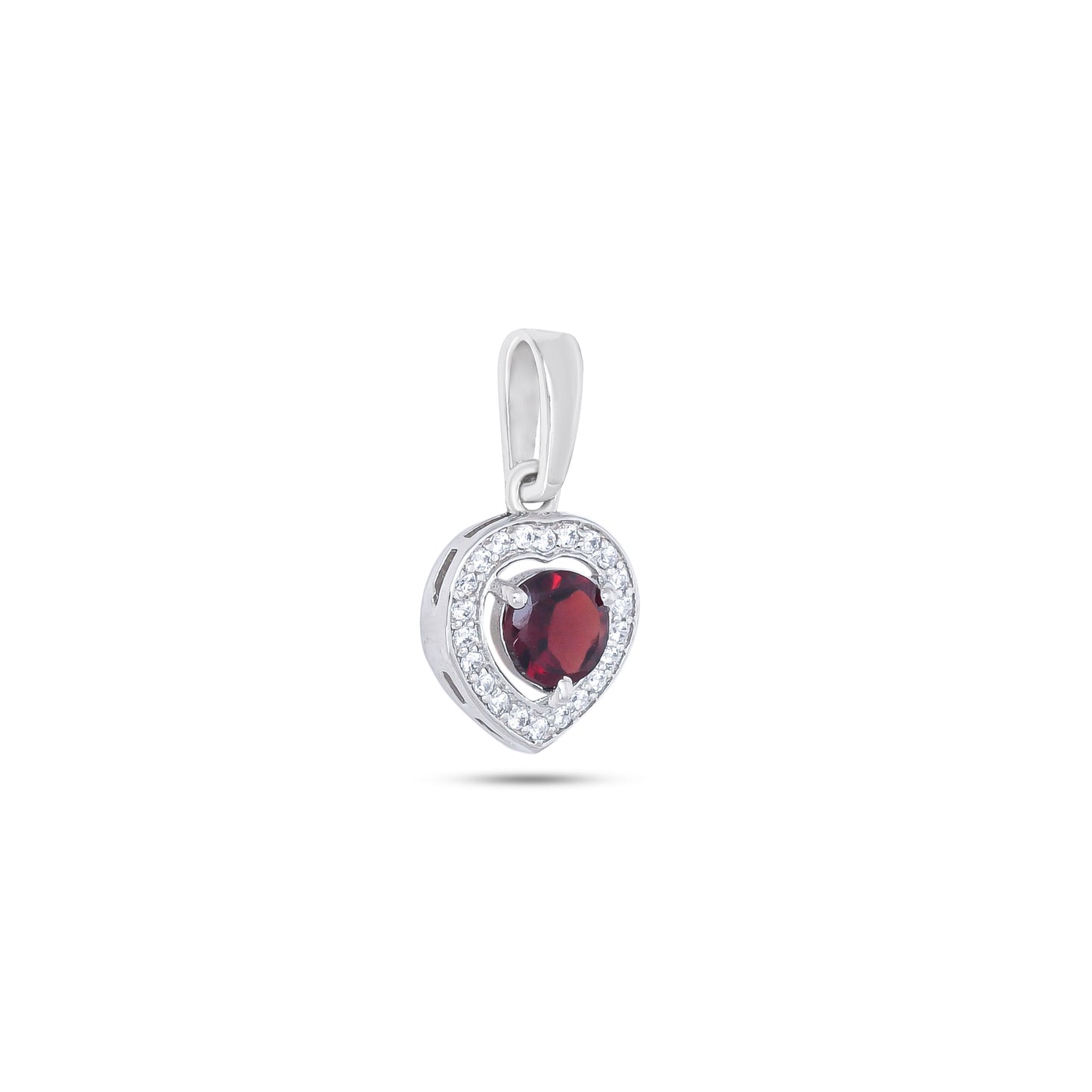 Heart-Shaped Garnet Pendant Necklace in Sterling Silver – January Birthstone Jewelry