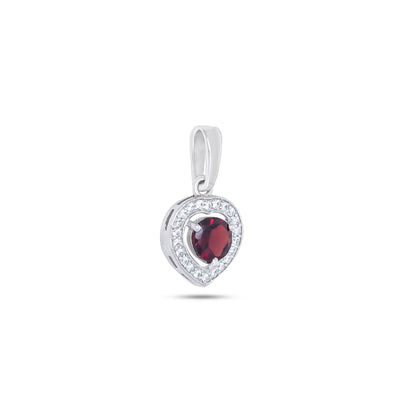 Heart-Shaped Garnet Pendant Necklace in Sterling Silver – January Birthstone Jewelry