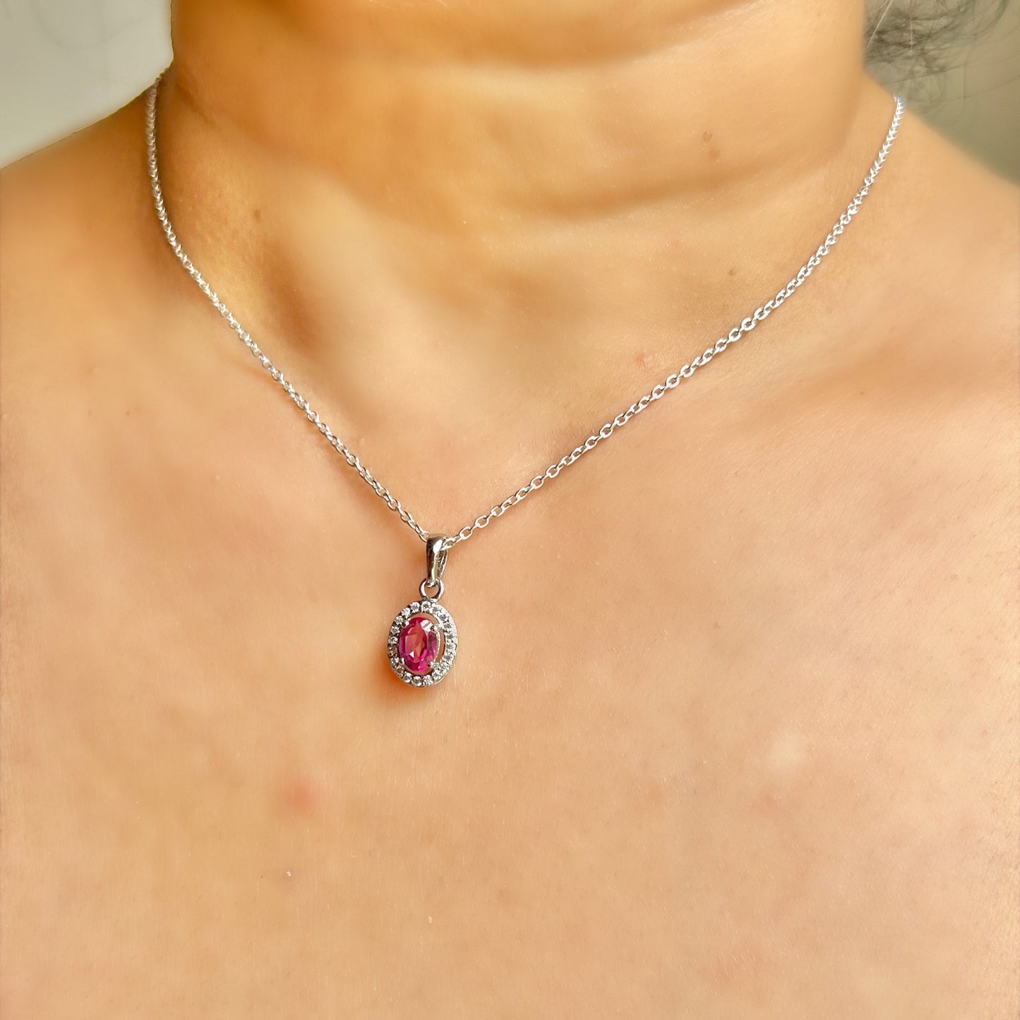 Glamour Glow: Pink Topaz Gemstone Pendant with White Cubic Zirconia Accents