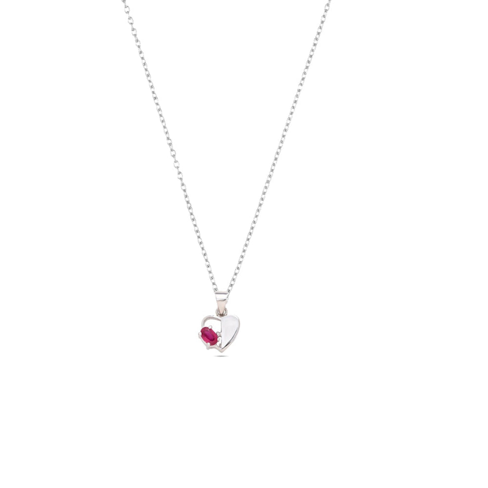 Heart-Shaped Silver Pendant - Ruby / London Blue Topaz