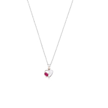 Heart-Shaped Silver Pendant - Ruby / London Blue Topaz