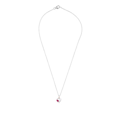 Heart-Shaped Silver Pendant - Ruby / London Blue Topaz