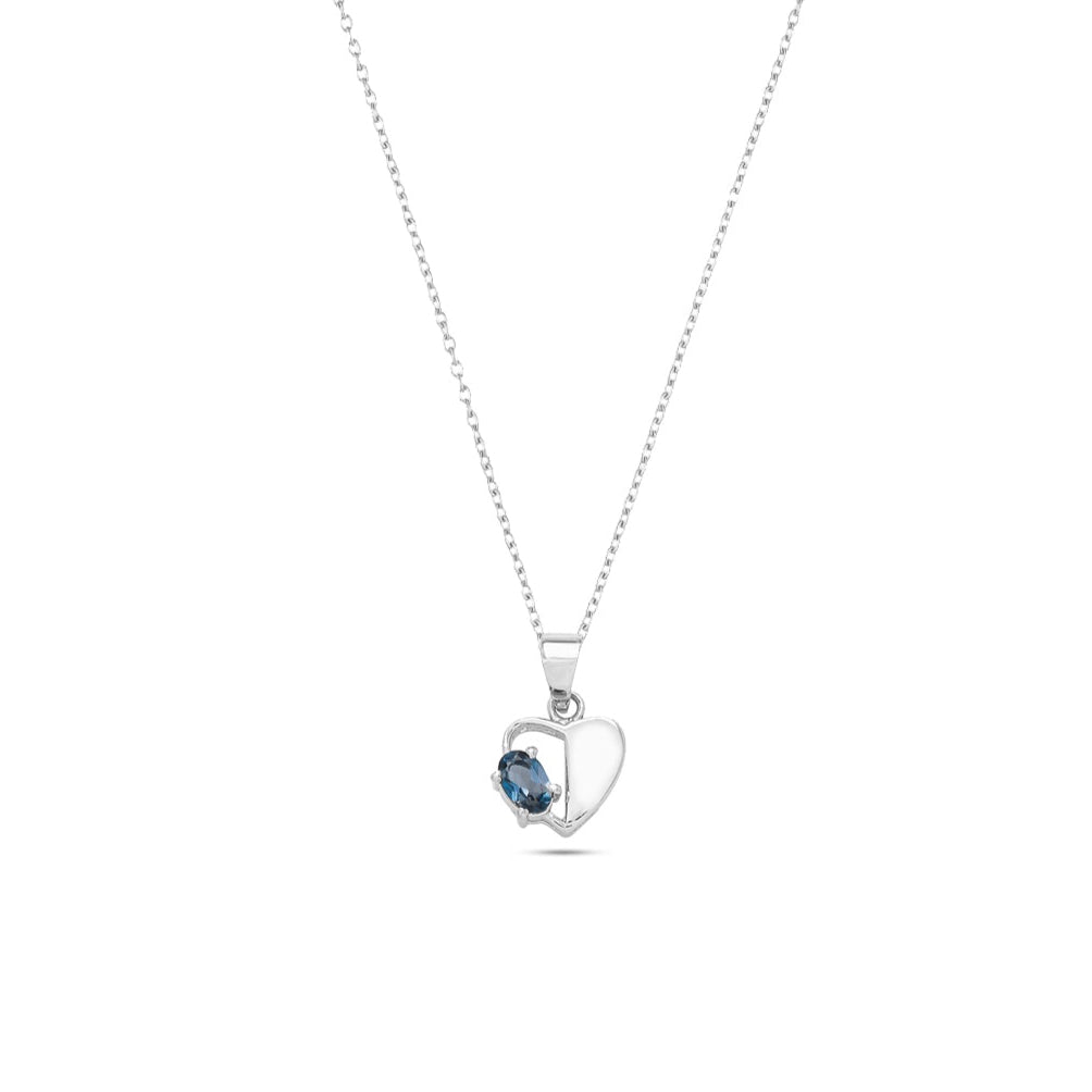 Heart-Shaped Silver Pendant - Ruby / London Blue Topaz