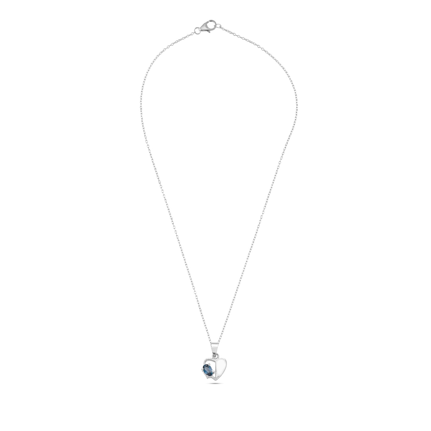 Heart-Shaped Silver Pendant - Ruby / London Blue Topaz