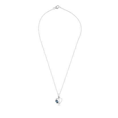 Heart-Shaped Silver Pendant - Ruby / London Blue Topaz