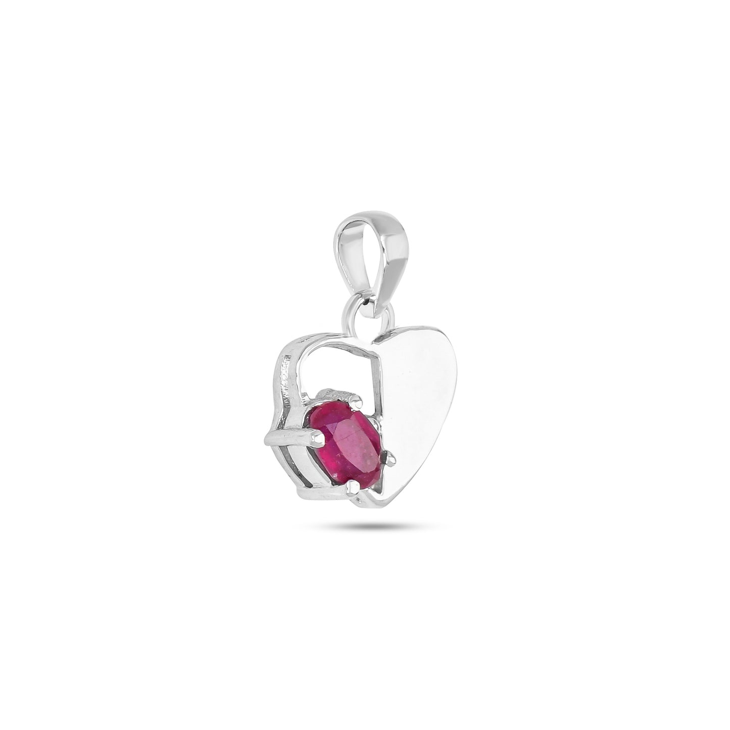 Heart-Shaped Silver Pendant - Ruby / London Blue Topaz