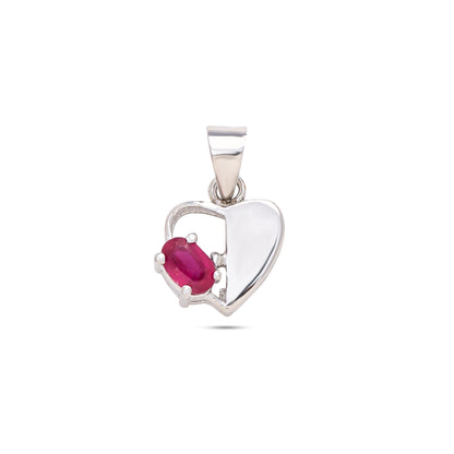 Heart-Shaped Silver Pendant - Ruby / London Blue Topaz