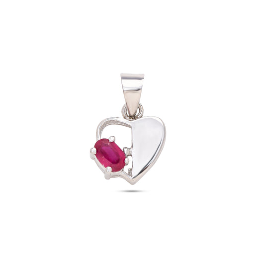 Heart-Shaped Silver Pendant - Ruby / London Blue Topaz