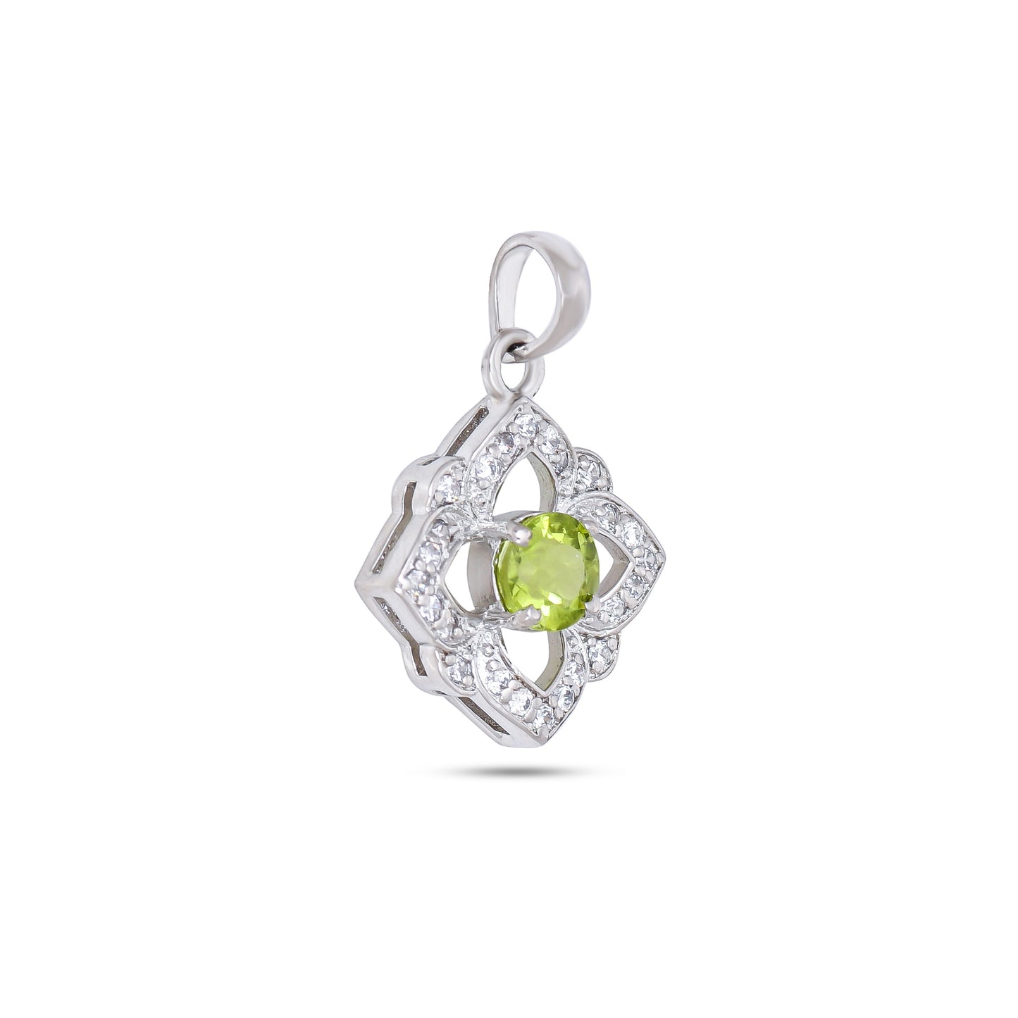 Sterling Silver Floral Pendant Necklace with Pink and White Stones – Elegant Multistone Design