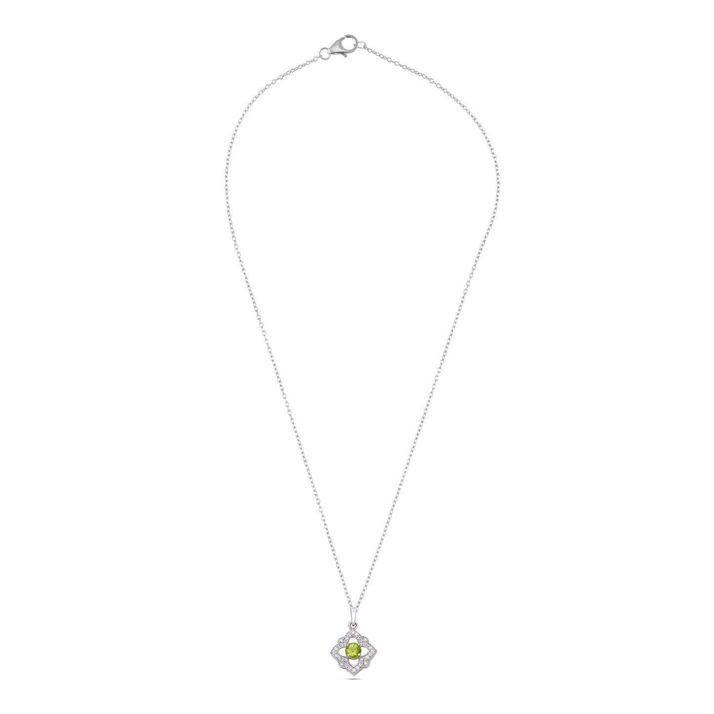 Sterling Silver Floral Pendant Necklace with Pink and White Stones – Elegant Multistone Design