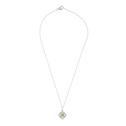 Sterling Silver Floral Pendant Necklace with Pink and White Stones – Elegant Multistone Design