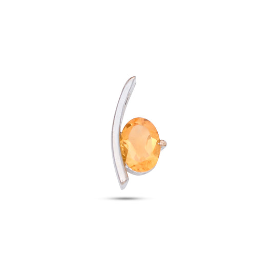 Dainty Silver Chain Necklace with Citrine Gemstone