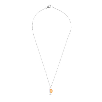 Dainty Silver Chain Necklace with Citrine Gemstone