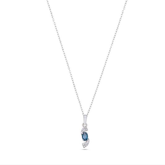 Elegant Tanzanite / Topaz Pendant Necklace in Sterling Silver – Minimalist Birthstone Jewelry for Women