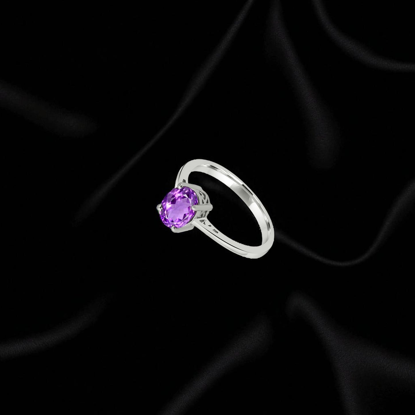 Amethyst Oval Cut Silver Ring – 925 Sterling Silver, Oval Purple Gemstone, Dainty White Zircon Accents, Elegant Women’s Birthstone Jewelry