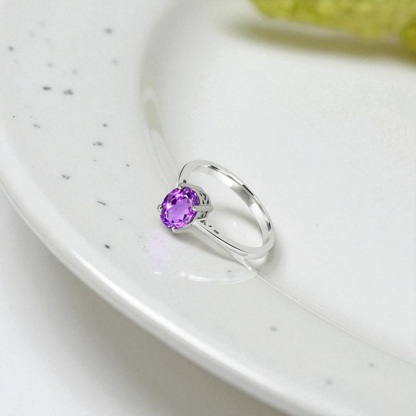 Amethyst Oval Cut Silver Ring – 925 Sterling Silver, Oval Purple Gemstone, Dainty White Zircon Accents, Elegant Women’s Birthstone Jewelry